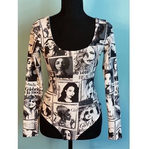 NWT XS Vogue Black & Slightly off White Bodysuit